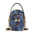thumbnail image 1 of FORMRS Crossbody Bag for Women Quilted Travel Shoulder Cell Phone Purse with Chain Strap Handbag, Blue Geometric Pattern, 1 of 7