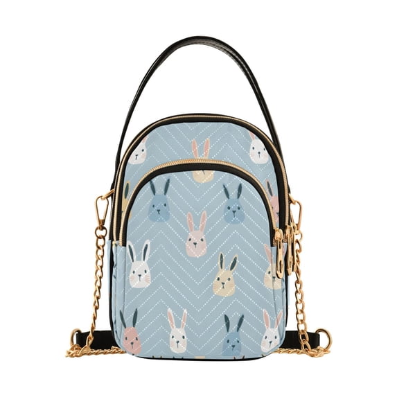 FORMRS Crossbody Bag for Women Quilted Travel Shoulder Cell Phone Purse with Chain Strap Handbag, Blue Rabbits