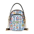 thumbnail image 1 of FORMRS Crossbody Bag for Women Quilted Travel Shoulder Cell Phone Purse with Chain Strap Handbag, Blue Retro Pattern, 1 of 7