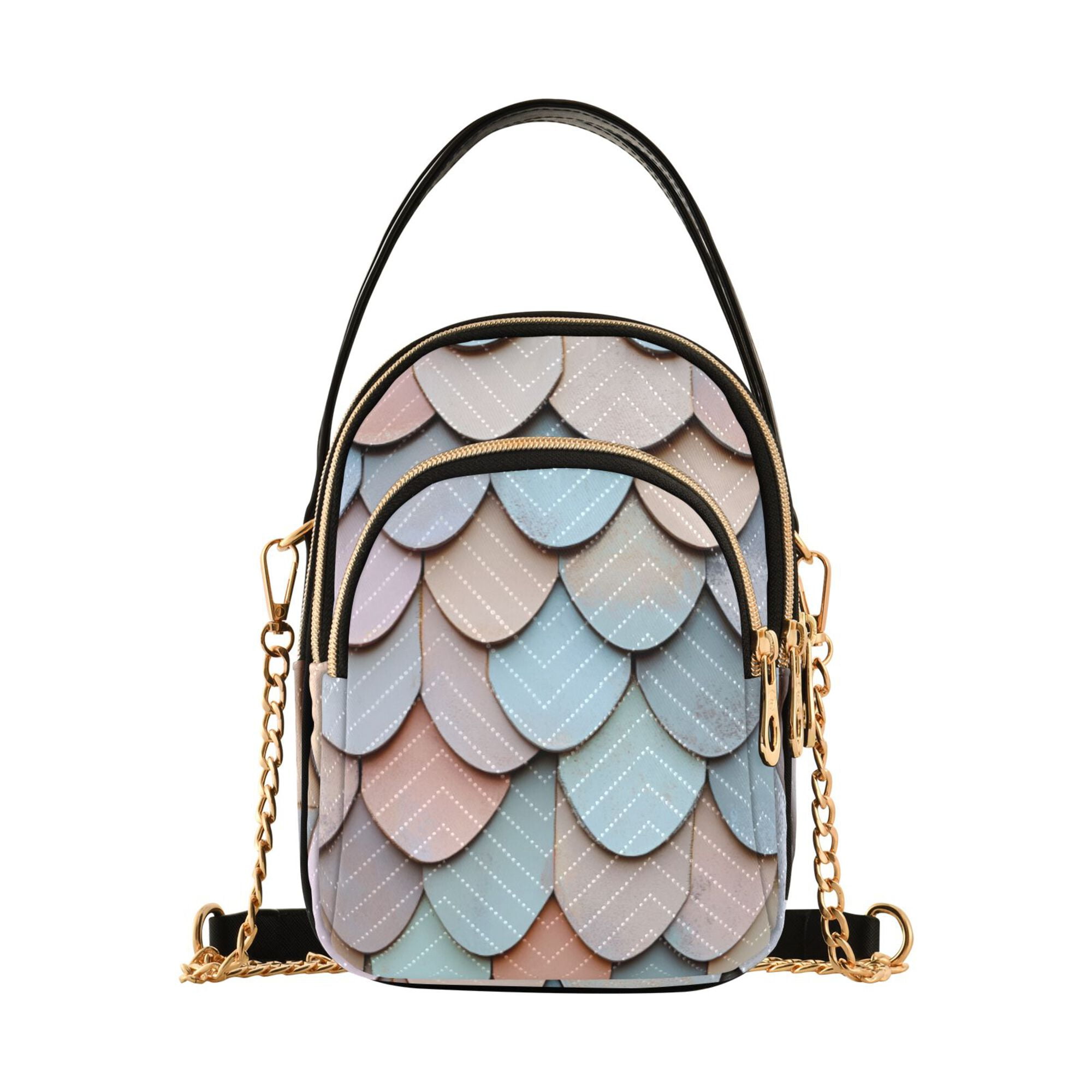 FORMRS Crossbody Bag for Women Quilted Travel Shoulder Cell Phone Purse with Chain Strap Handbag, Blue Shimmering Pattern