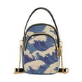 thumbnail image 1 of FORMRS Crossbody Bag for Women Quilted Travel Shoulder Cell Phone Purse with Chain Strap Handbag, Blue Wave Pattern, 1 of 7