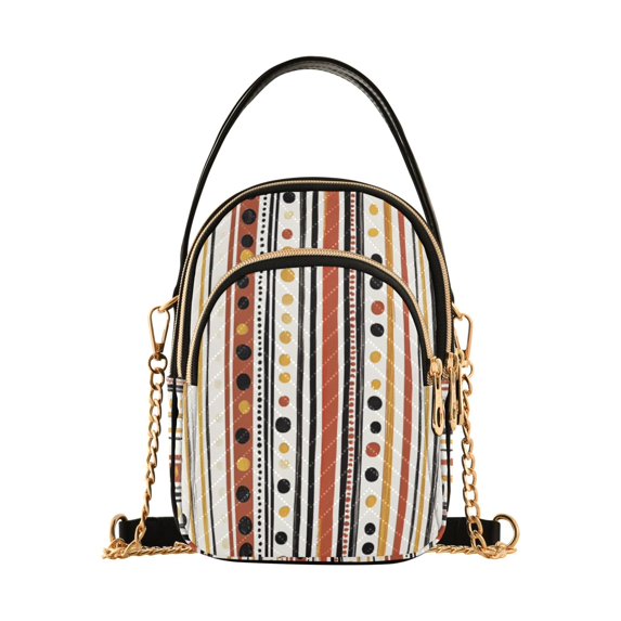 FORMRS Crossbody Bag for Women Quilted Travel Shoulder Cell Phone Purse with Chain Strap Handbag, Brown Abstract Dots