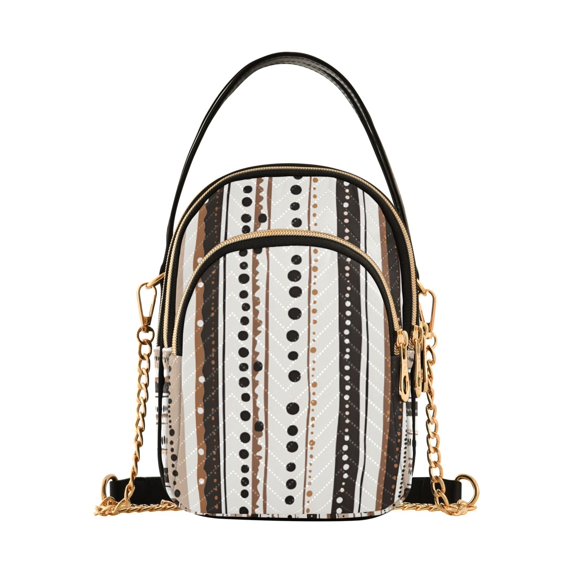 FORMRS Crossbody Bag for Women Quilted Travel Shoulder Cell Phone Purse with Chain Strap Handbag, Brown Abstract Stripes