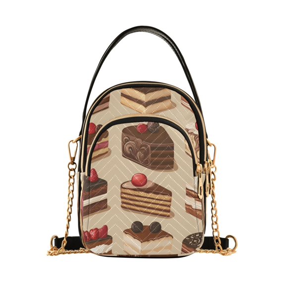 FORMRS Crossbody Bag for Women Quilted Travel Shoulder Cell Phone Purse with Chain Strap Handbag, Brown Cakes