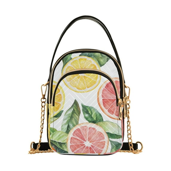 FORMRS Crossbody Bag for Women Quilted Travel Shoulder Cell Phone Purse with Chain Strap Handbag, Candy Grapefruit