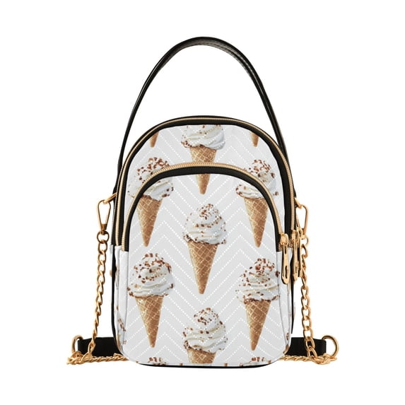 FORMRS Crossbody Bag for Women Quilted Travel Shoulder Cell Phone Purse with Chain Strap Handbag, Cartoon Ice Cream Pattern