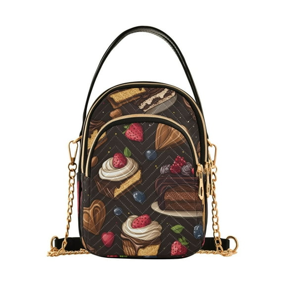FORMRS Crossbody Bag for Women Shoulder Cell Phone Purse with Zipper, Chocolate Cakes