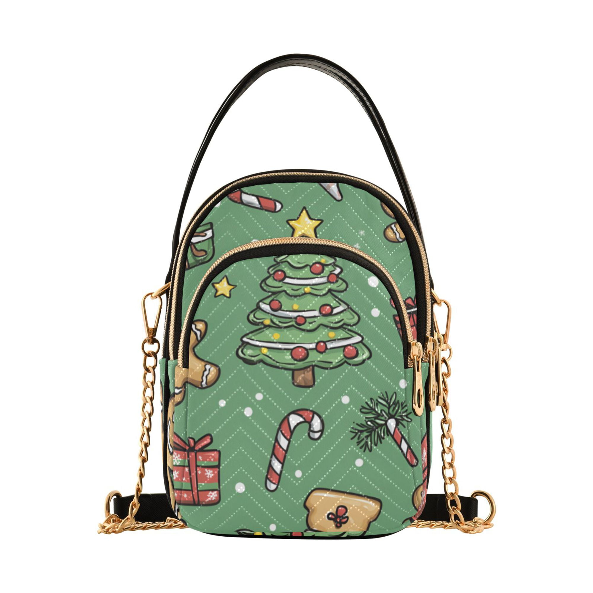 FORMRS Crossbody Bag for Women Quilted Travel Shoulder Cell Phone Purse with Chain Strap Handbag, Christmas Cookies