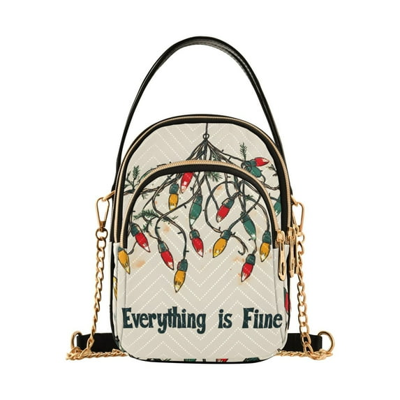 FORMRS Crossbody Bag for Women Quilted Travel Shoulder Cell Phone Purse with Chain Strap Handbag, Christmas Light