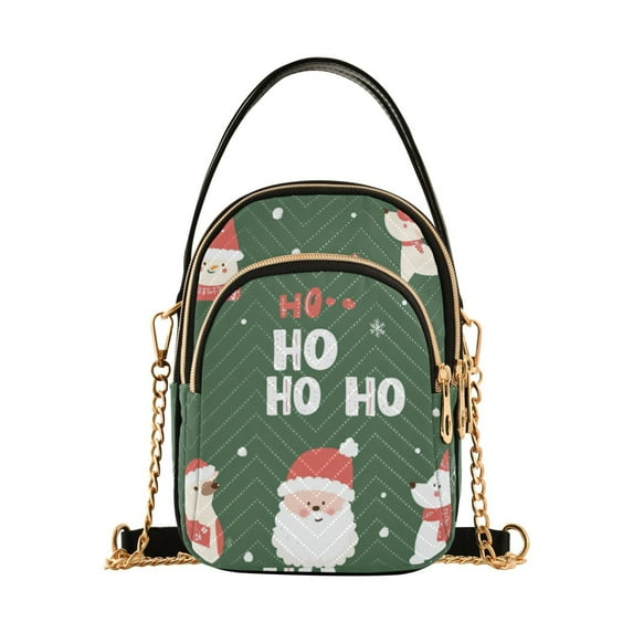 FORMRS Crossbody Bag for Women Quilted Travel Shoulder Cell Phone Purse with Chain Strap Handbag, Christmas Santa