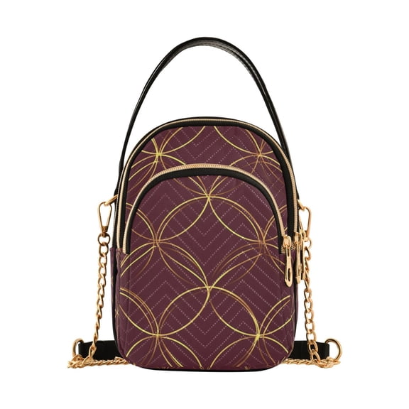 FORMRS Crossbody Bag for Women Quilted Travel Shoulder Cell Phone Purse with Chain Strap Handbag, Circular Gold Pattern