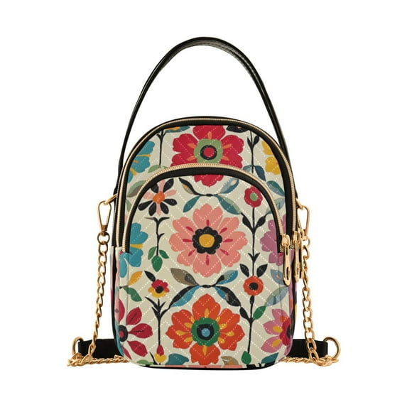 FORMRS Crossbody Bag for Women Shoulder Cell Phone Purse with Zipper, Colorful Flowers