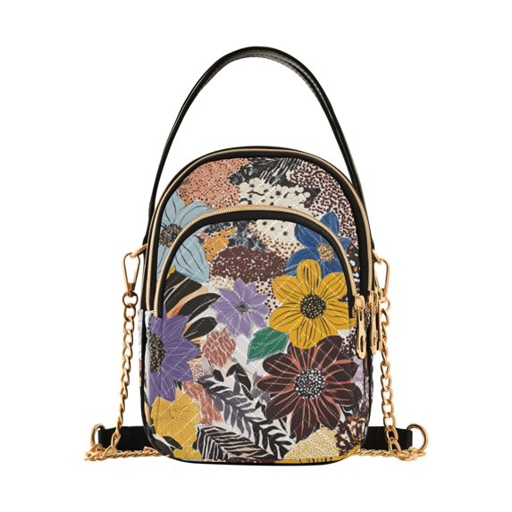 FORMRS Crossbody Bag for Women Shoulder Cell Phone Purse with Zipper, Colorful Flowers