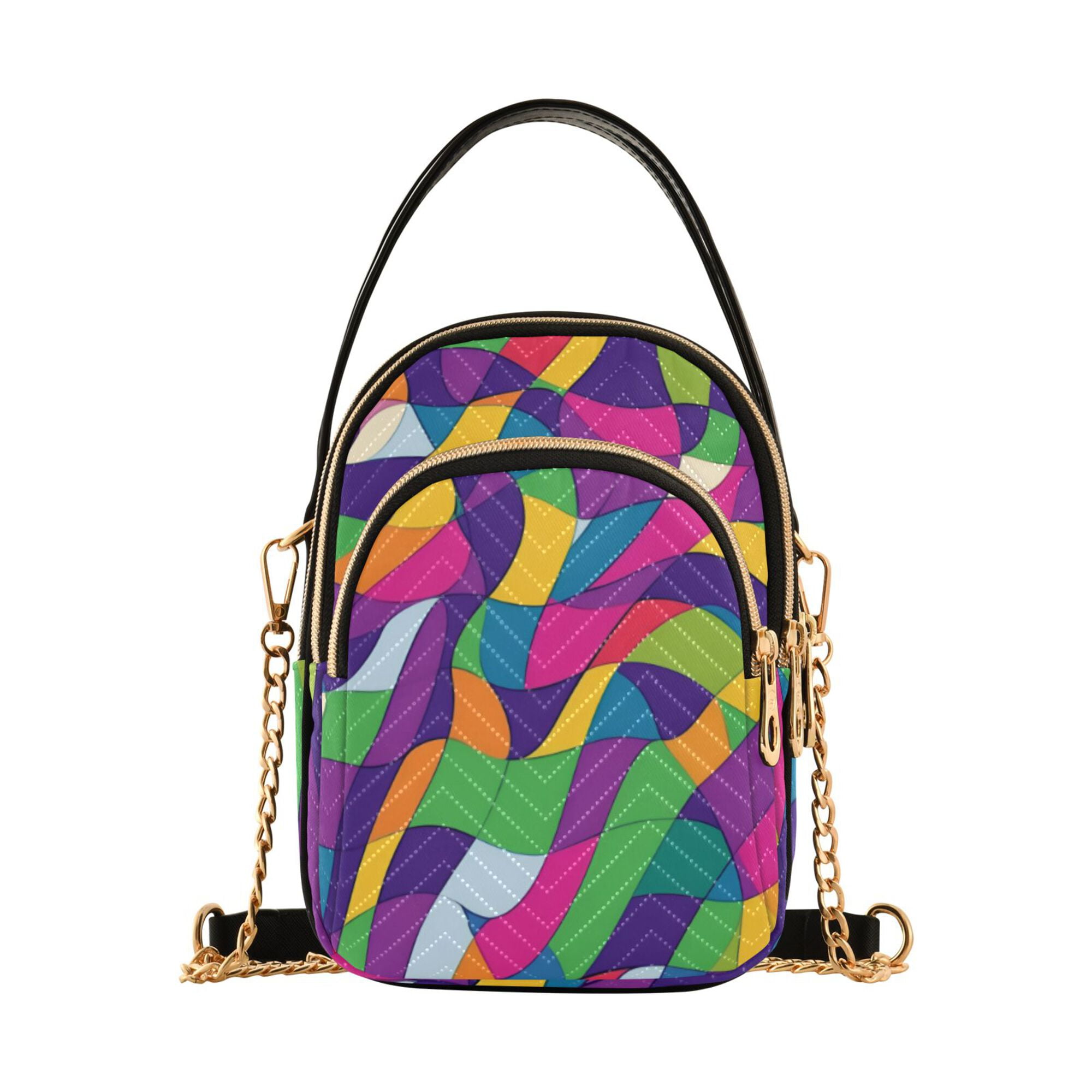 FORMRS Crossbody Bag for Women Quilted Travel Shoulder Cell Phone Purse with Chain Strap Handbag, Colorful Plaid