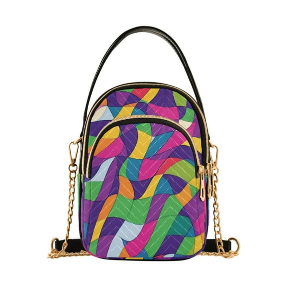 FORMRS Crossbody Bag for Women Quilted Travel Shoulder Cell Phone Purse with Chain Strap Handbag, Colorful Plaid