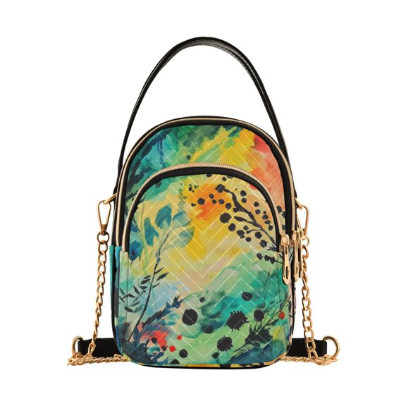 FORMRS Crossbody Bag for Women Shoulder Cell Phone Purse with Zipper, Colorful Plants