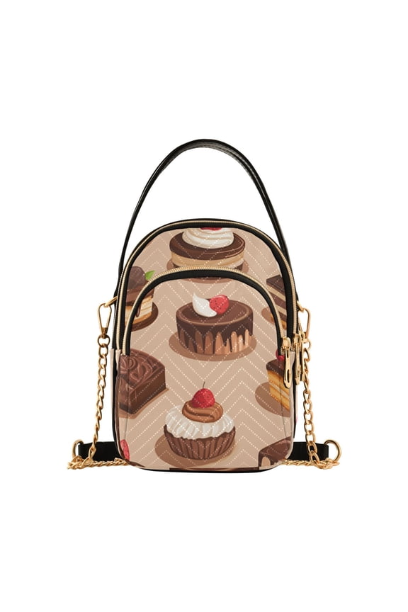 Crossbody Bag for Women Quilted Travel Shoulder Cell Phone Purse with Chain Strap Handbag, Creamy Cake