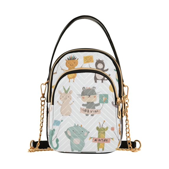 FORMRS Crossbody Bag for Women Quilted Travel Shoulder Cell Phone Purse with Chain Strap Handbag, Cute Animal