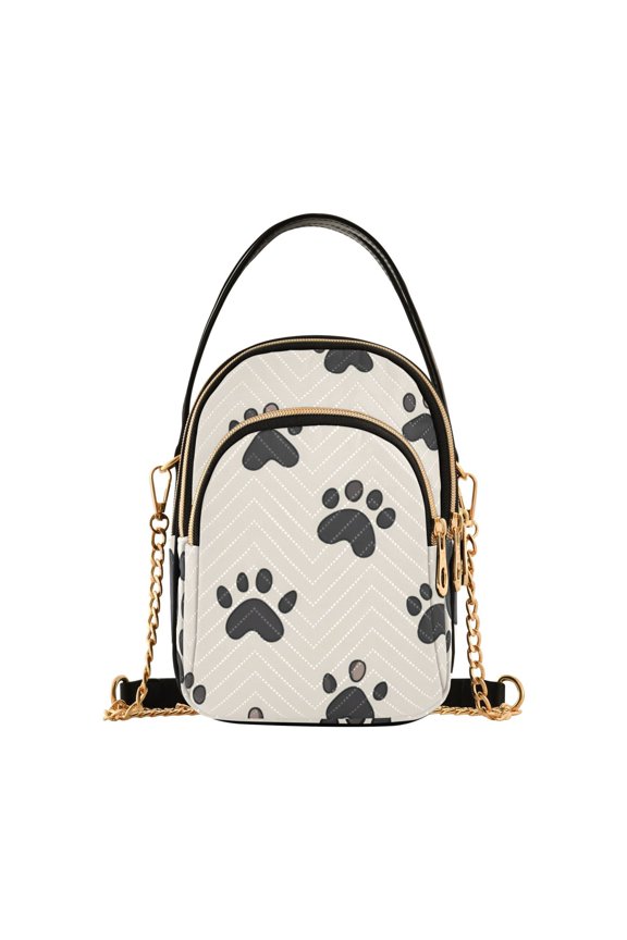 Crossbody Bag for Women Quilted Travel Shoulder Cell Phone Purse with Chain Strap Handbag, Cute Cat Paw