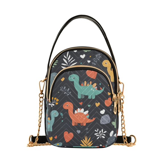 FORMRS Crossbody Bag for Women Quilted Travel Shoulder Cell Phone Purse with Chain Strap Handbag, Cute Dinosaur