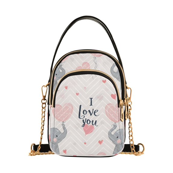 FORMRS Crossbody Bag for Women Quilted Travel Shoulder Cell Phone Purse with Chain Strap Handbag, Cute Elephant