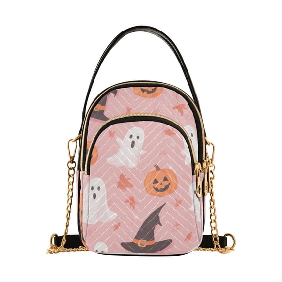 FORMRS Crossbody Bag for Women Quilted Travel Shoulder Cell Phone Purse with Chain Strap Handbag, Cute Pink Halloween