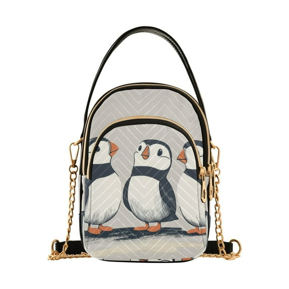 FORMRS Crossbody Bag for Women Quilted Travel Shoulder Cell Phone Purse with Chain Strap Handbag, Cute Puffin