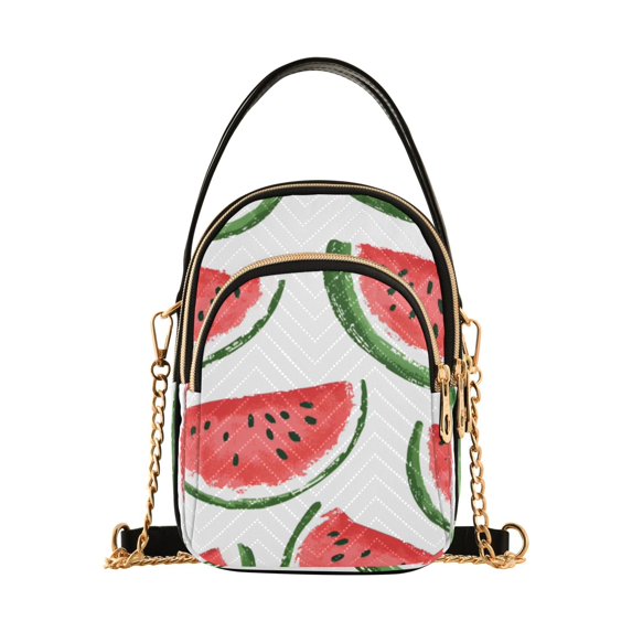 FORMRS Crossbody Bag for Women Quilted Travel Shoulder Cell Phone Purse with Chain Strap Handbag, Cute Watermelon