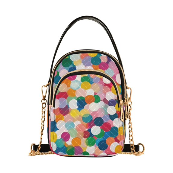 FORMRS Crossbody Bag for Women Shoulder Cell Phone Purse with Zipper, Dark Colorful Circles