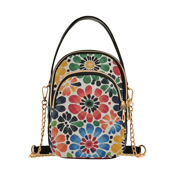 FORMRS Crossbody Bag for Women Quilted Travel Shoulder Cell Phone Purse with Chain Strap Handbag, Dark Floral