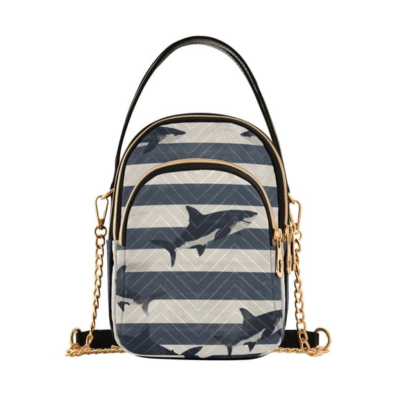 FORMRS Crossbody Bag for Women Quilted Travel Shoulder Cell Phone Purse with Chain Strap Handbag, Dark Sharks