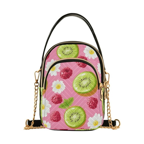 FORMRS Crossbody Bag for Women Quilted Travel Shoulder Cell Phone Purse with Chain Strap Handbag, Floral Raspberries