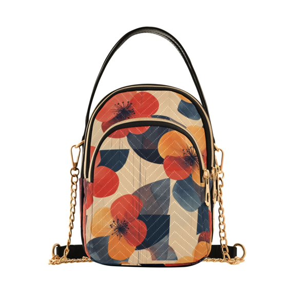 FORMRS Crossbody Bag for Women Quilted Travel Shoulder Cell Phone Purse with Chain Strap Handbag, Flowers Pattern