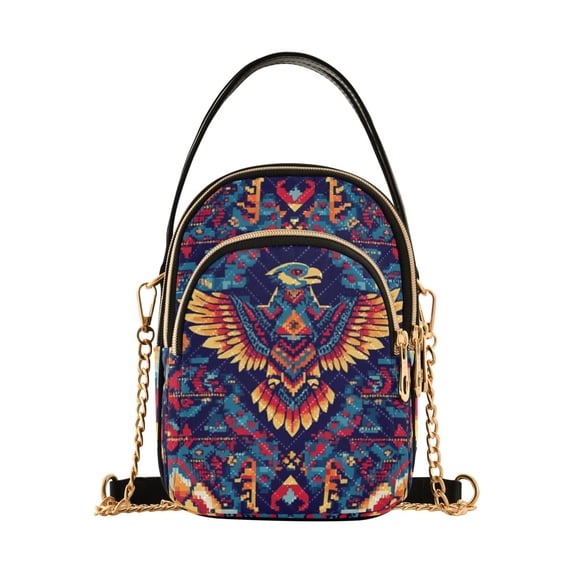 FORMRS Crossbody Bag for Women Quilted Travel Shoulder Cell Phone Purse with Chain Strap Handbag, Geometric Eagle