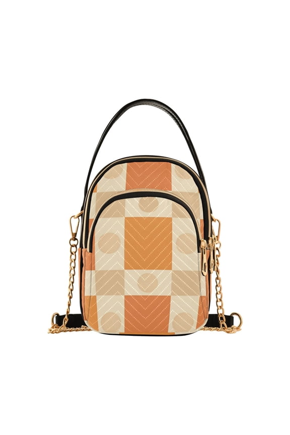 Crossbody Bag for Women Quilted Travel Shoulder Cell Phone Purse with Chain Strap Handbag, Geometric Pattern