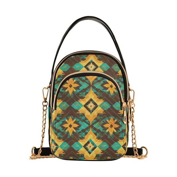 FORMRS Crossbody Bag for Women Quilted Travel Shoulder Cell Phone Purse with Chain Strap Handbag, Geometric Patterns