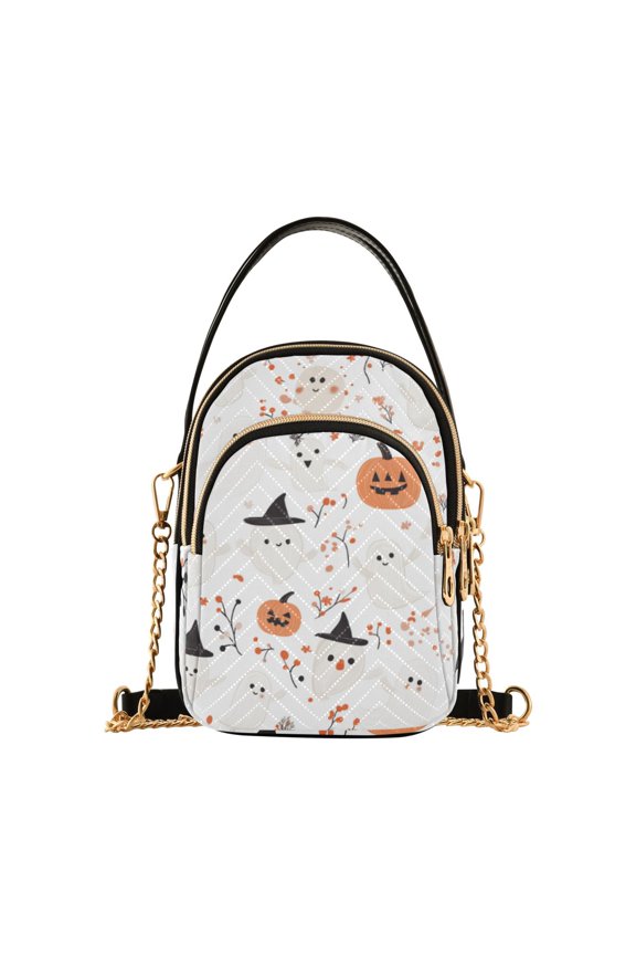 Crossbody Bag for Women Quilted Travel Shoulder Cell Phone Purse with Chain Strap Handbag, Ghost Design