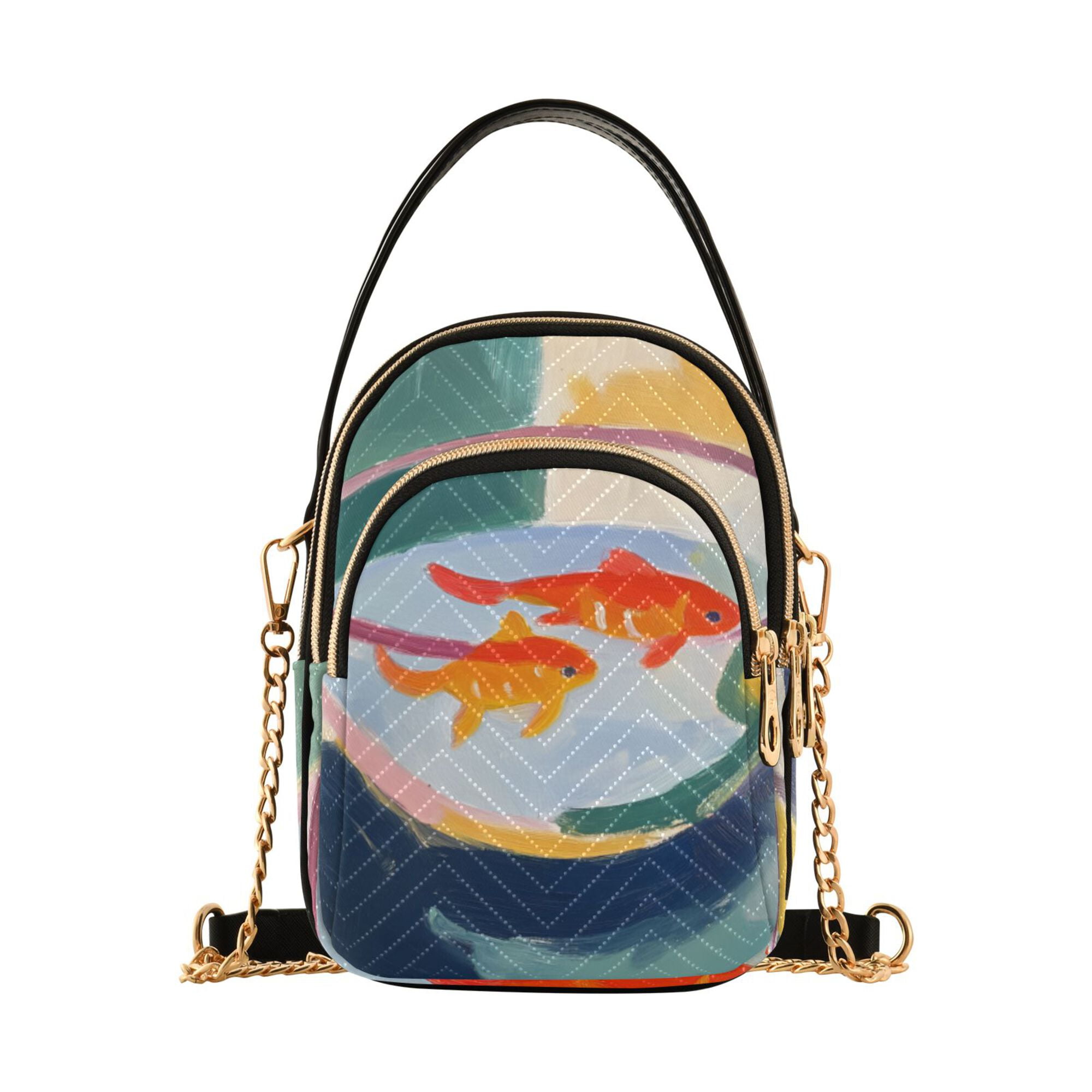 GoldFish Women\'s Backpack Purse Goldfish Mini Backpack: Hand-painted Vegan Leather Crossbody  main image 3