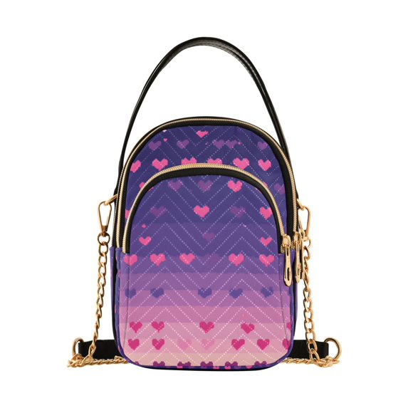 FORMRS Crossbody Bag for Women Quilted Travel Shoulder Cell Phone Purse with Chain Strap Handbag, Gradient Love