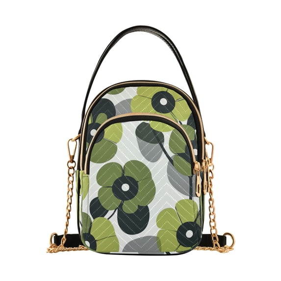 FORMRS Crossbody Bag for Women Quilted Travel Shoulder Cell Phone Purse with Chain Strap Handbag, Gray Floral