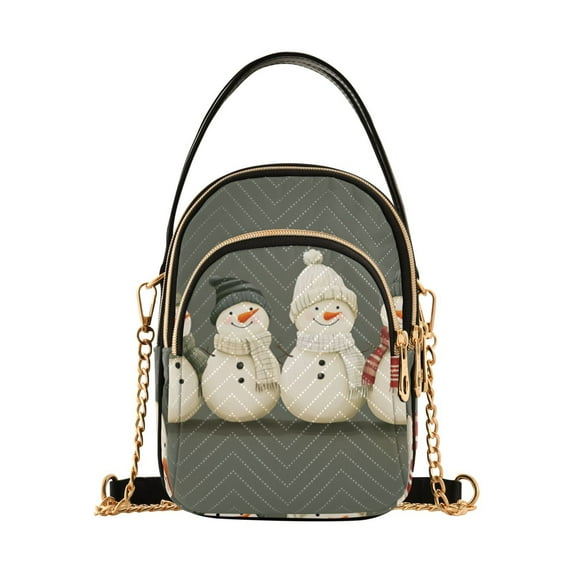 FORMRS Crossbody Bag for Women Shoulder Cell Phone Purse with Zipper, Gray Snowmen