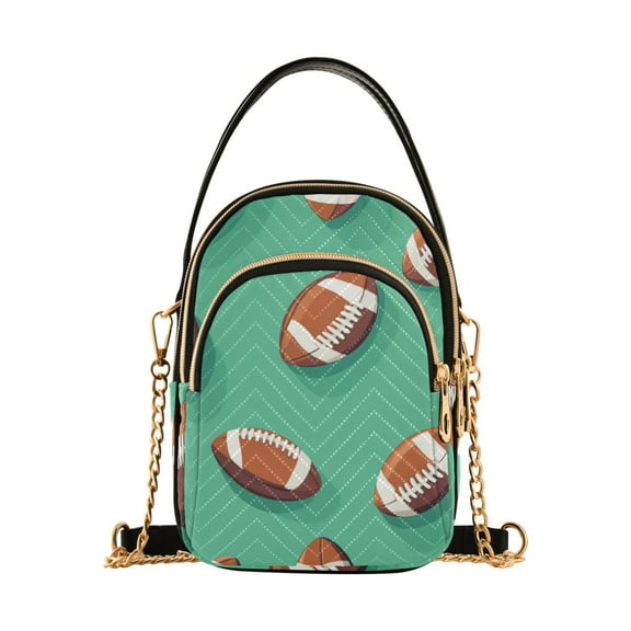 FORMRS Crossbody Bag for Women Shoulder Cell Phone Purse with Zipper, Green American Footballs