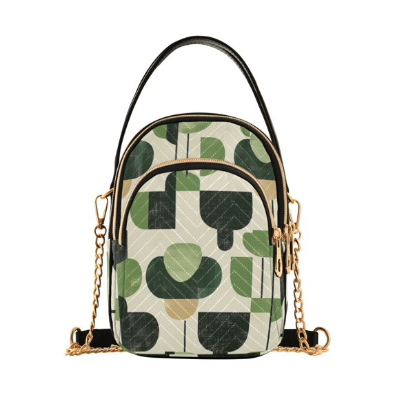 FORMRS Crossbody Bag for Women Quilted Travel Shoulder Cell Phone Purse with Chain Strap Handbag, Green Circle