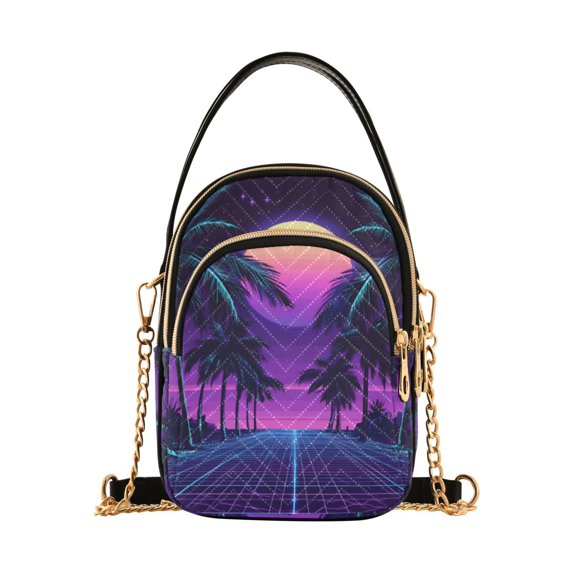 FORMRS Crossbody Bag for Women Quilted Travel Shoulder Cell Phone Purse with Chain Strap Handbag, Green Digital Art