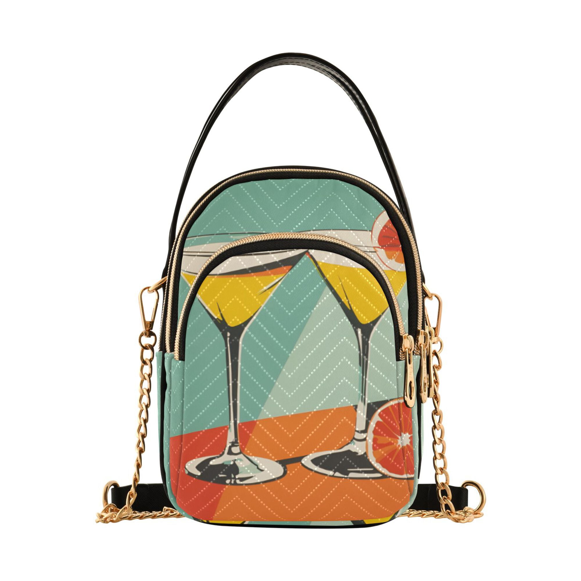 FORMRS Crossbody Bag for Women Quilted Travel Shoulder Cell Phone Purse with Chain Strap Handbag, Green Glasses