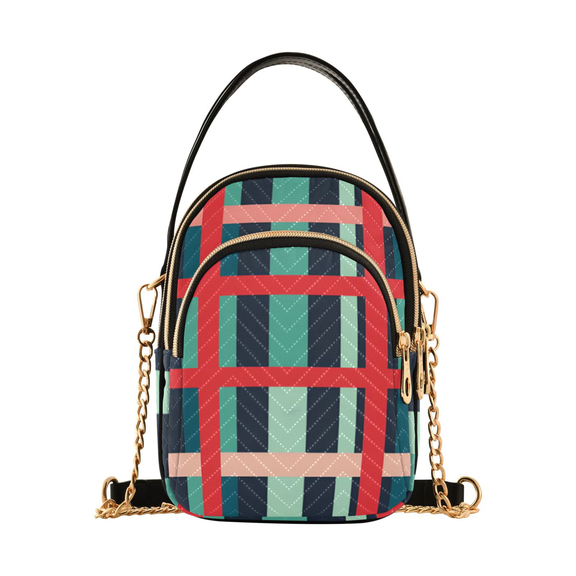FORMRS Crossbody Bag for Women Quilted Travel Shoulder Cell Phone Purse with Chain Strap Handbag, Green Plaid