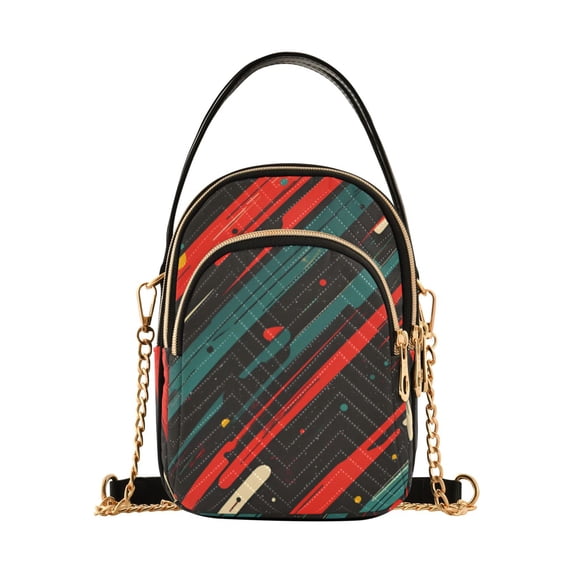 FORMRS Crossbody Bag for Women Quilted Travel Shoulder Cell Phone Purse with Chain Strap Handbag, Green Stars Abstract
