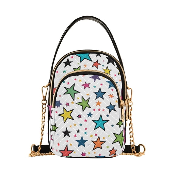 FORMRS Crossbody Bag for Women Quilted Travel Shoulder Cell Phone Purse with Chain Strap Handbag, Green Stars