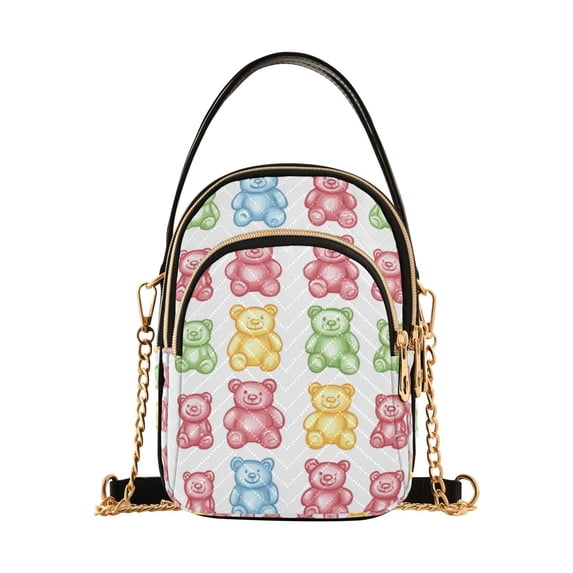 FORMRS Crossbody Bag for Women Quilted Travel Shoulder Cell Phone Purse with Chain Strap Handbag, Gummy Bear Pattern