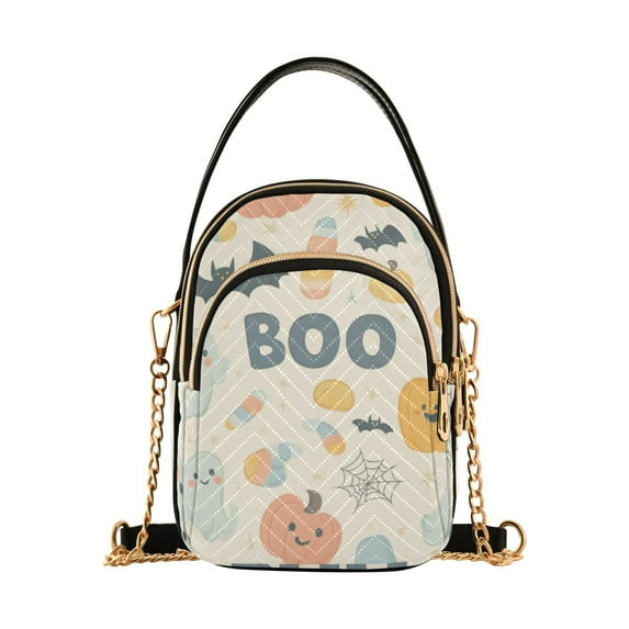 FORMRS Crossbody Bag for Women Quilted Travel Shoulder Cell Phone Purse with Chain Strap Handbag, Halloween Cute Pumpkins